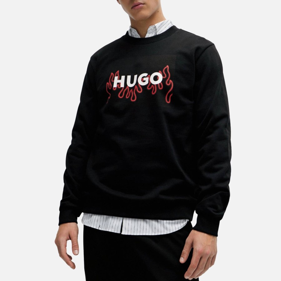 Men HUGO Hoodies & Sweats | Hugo Duragol_U241 Graphic Flame Cotton Sweatshirt