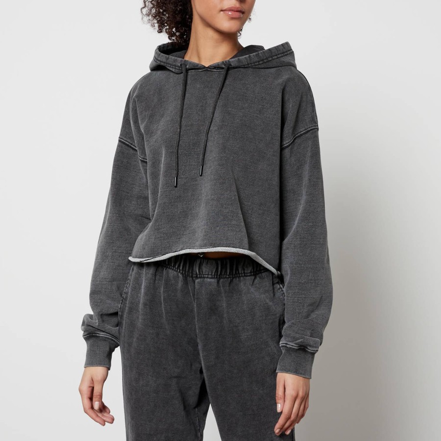 Woemn Good American Hoodies & Sweats | Good American Jeanius Terry Cotton-Jersey Cropped Hoodie