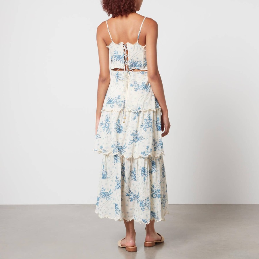 Woemn Never Fully Dressed Clothing | Never Fully Dressed Peony Printed Cotton-Gauze Dress