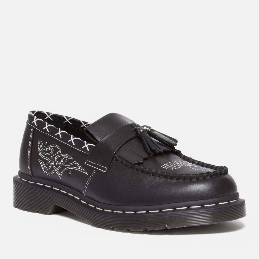 Footwear Dr. Martens Shoes | Dr. Martens Adrian Gothic Americana Leather Loafers