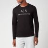 Men Armani Exchange T-Shirts | Armani Exchange Men'S Ax Logo Long Sleeved T-Shirt - Black