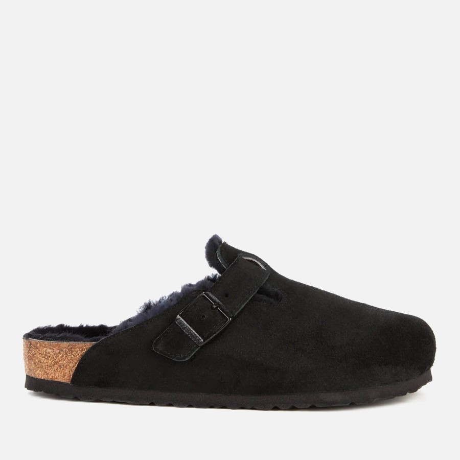 Footwear Birkenstock Sandals | Birkenstock Men'S Boston Shearling Lined Mules - Black