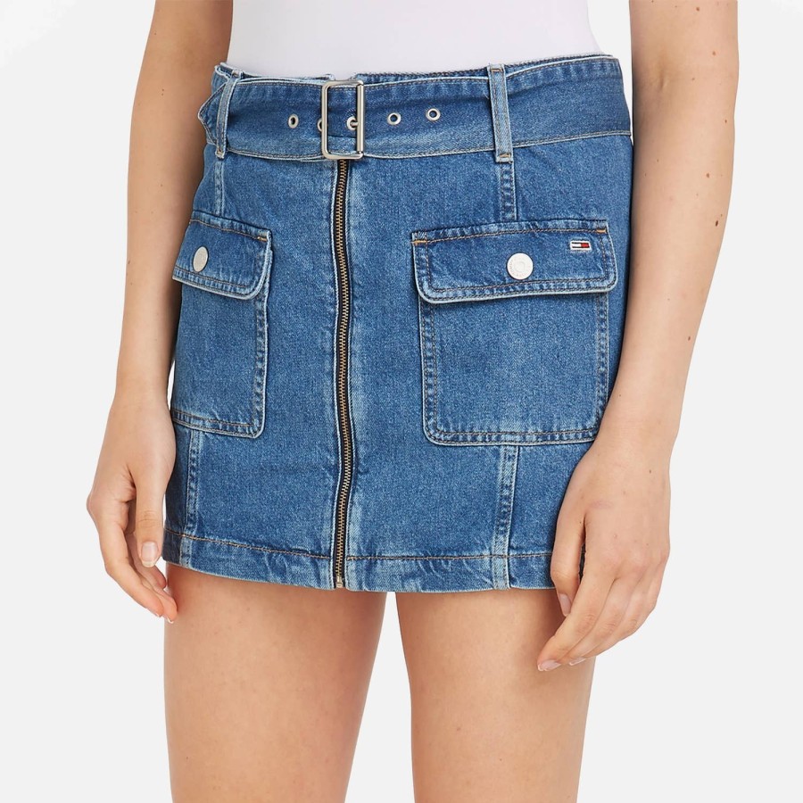 Woemn Tommy Jeans Skirts | Tommy Jeans Belted Denim Mini Skirt