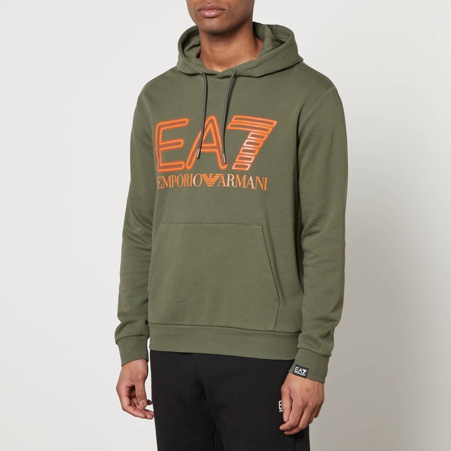 Men EA7 Hoodies & Sweats | Ea7 Oversized Logo Cotton Hoodie