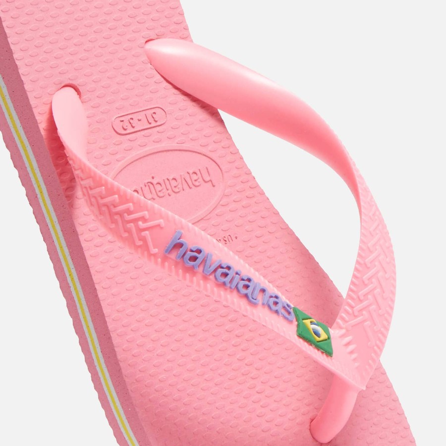 Child & Baby Havaianas Footwear | Havaianas Girls Brasil Logo Flip Flops - Crystal Rose