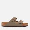 Footwear Birkenstock Sandals | Birkenstock Arizona Birko-Flor Nubuck Sandals Stone