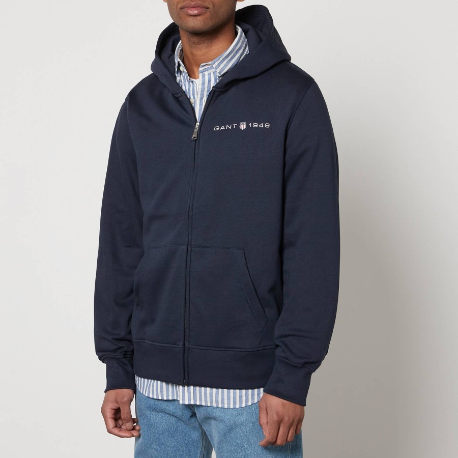 Men GANT Hoodies & Sweats | Gant Full Zip Cotton-Blend Hoodie