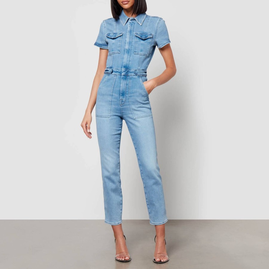 Woemn Good American Clothing | Good American Fit For Success Stretch-Denim Jumpsuit