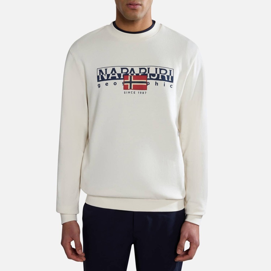 Men Napapijri Hoodies & Sweats | Napapijri Aylmer Graphic Print Cotton Sweatshirt