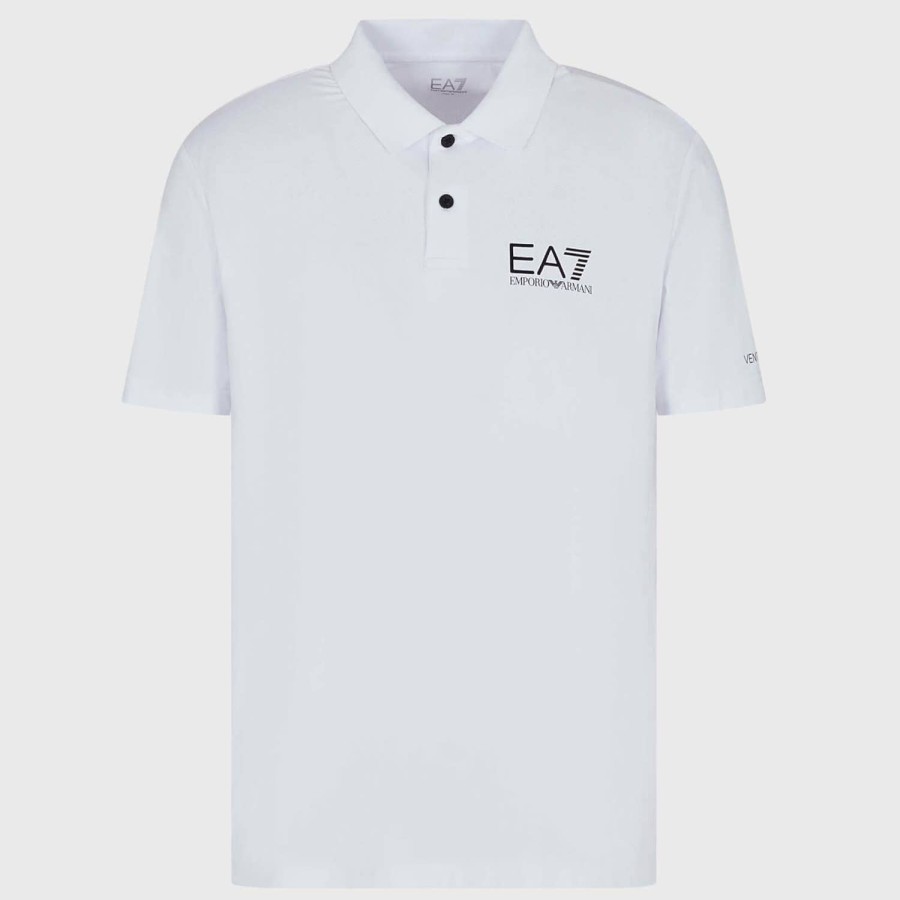 Men EA7 Polo Shirts | Ea7 Logo-Print Pique Polo Shirt