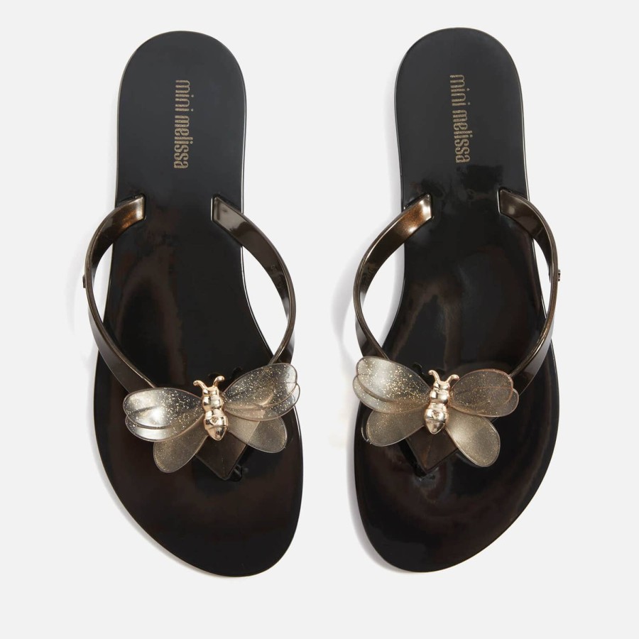 Child & Baby Mini Melissa Footwear | Mini Melissa Harmonic Bugs Rubber Flip Flops Black